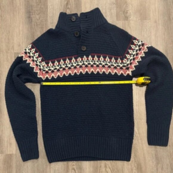 Classic New Caro Navy Sweater with Nordic Pattern - Picture 4 of 6